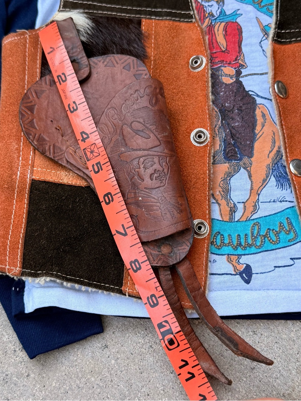 Vintage Brown Tooled Leather Western Holster Belt View 6